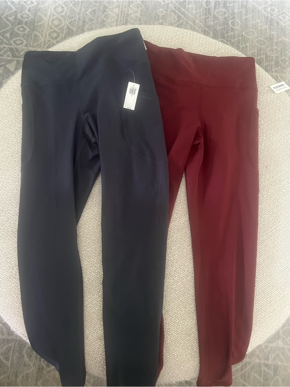 Old Navy Dark Gray and Burgundy High-Rise Leggings